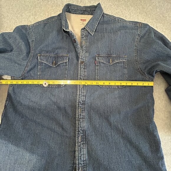 Vintage Levis Jacket Men's XXL Blue Denim Sherpa Lined Shirt Shacket Y2K - Picture 7 of 13